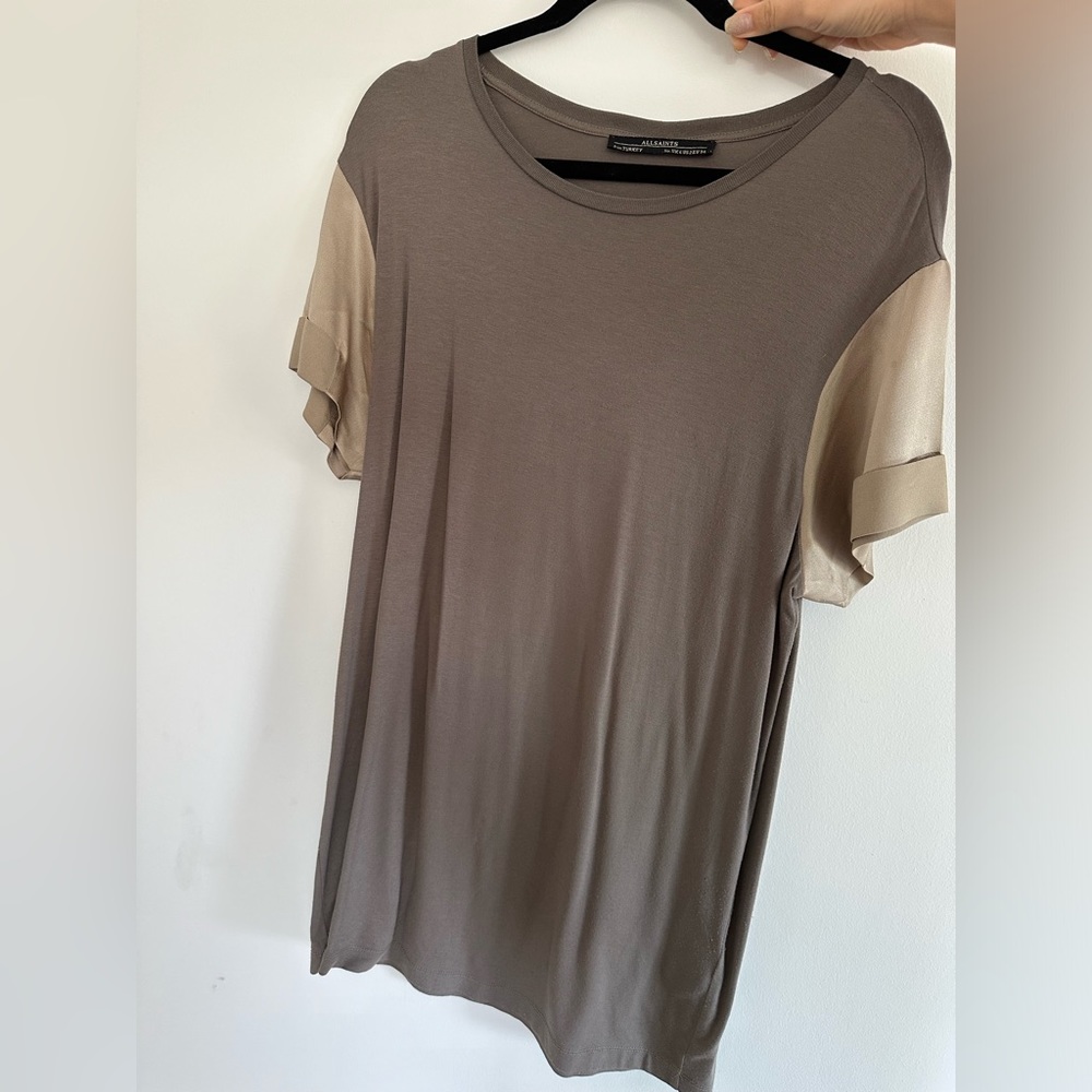 Allsaints jumper length top with contrasting sleeve